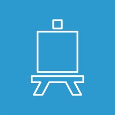 easel outline icon isolated white on the blue background N2