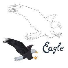 Educational game connect dots to draw eagle bird N2