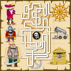 Maze with pirates Vector game for kids N2