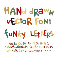 Hand-drawn vector alphabet funky letters font N2