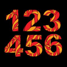 Autumn style orange floral numbers decorative vector digits