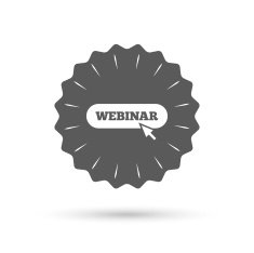 Webinar with cursor pointer sign icon Web study