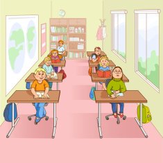 Children In School Cartoon Illustration N2
