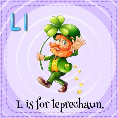 Flashcard letter L leprechaun
