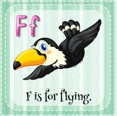 Flashcard alphabet F flying free image download
