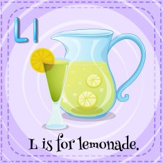 Flashcard letter L is for lemonade