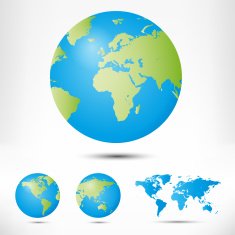 World map and globe detail vector illustration