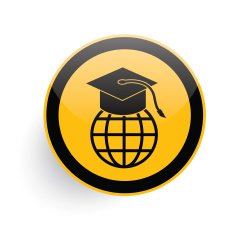 Education icon on yellow button clean vector