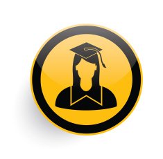 Student icon on yellow button clean vector