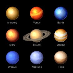 Planets of Solar System Icons Vector