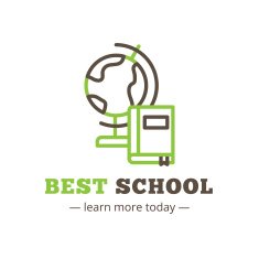 Vector line style education logo Study logotype with globe and