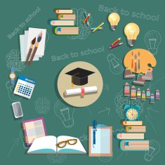 Education back to school subjects diploma exams concept