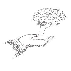 human brain hand sketch vector illustration