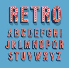 Retro font with light bulbs
