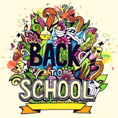 Art abstract illustration with calligraphy text "back to school" background N2