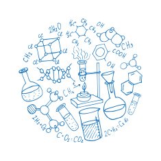 chemistry hand drawn doodles background