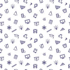Vector line style seamless pattern Cute back to school background N2