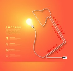 Vector desk lamp shaped electric cord energy and creativity