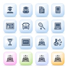 Education icons on color buttons