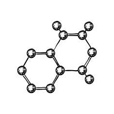 Sketch of molecular model with atoms and bonds