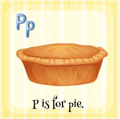 Flashcard letter P is for pie
