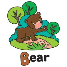 Little funny bear for ABC Alphabet B N2