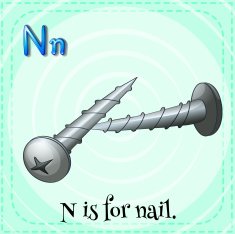 Flashcard letter N nail