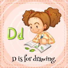 Flashcard letter D drawing N2