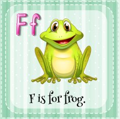 Flashcard letter F frog