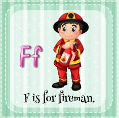 Flashcard letter F fireman N2