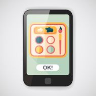 Art palette with paint brush flat icon long shadow