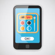 Art palette with paint brush flat icon long shadow N3