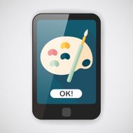 Art palette with paint brush flat icon long shadow N5