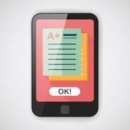 plus grade in the notebook flat icon with long shadow