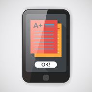 plus grade in the notebook flat icon with long shadow N3