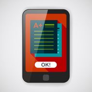 plus grade in the notebook flat icon with long shadow N4