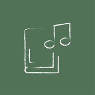 Music book icon drawn in chalk
