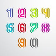 Set of Number colorful paper cut out Vector illustration