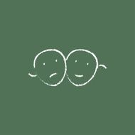 Two theatrical masks icon drawn in chalk