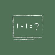 Maths example on the blackboard icon drawn in chalk