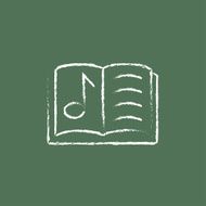 Music book icon drawn in chalk N2