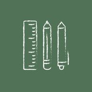 School supplies icon drawn in chalk