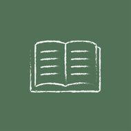 Open book icon drawn in chalk