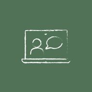 Video chat online icon drawn in chalk
