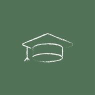 Graduation cap icon drawn in chalk