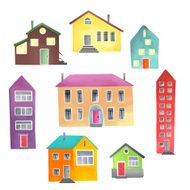 Different houses on a white background