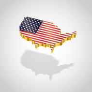 Map and flag of USA isolated