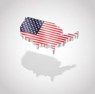 Map and flag of USA isolated N3