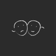 Two theatrical masks icon drawn in chalk N2