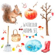 Watercolor autumn set